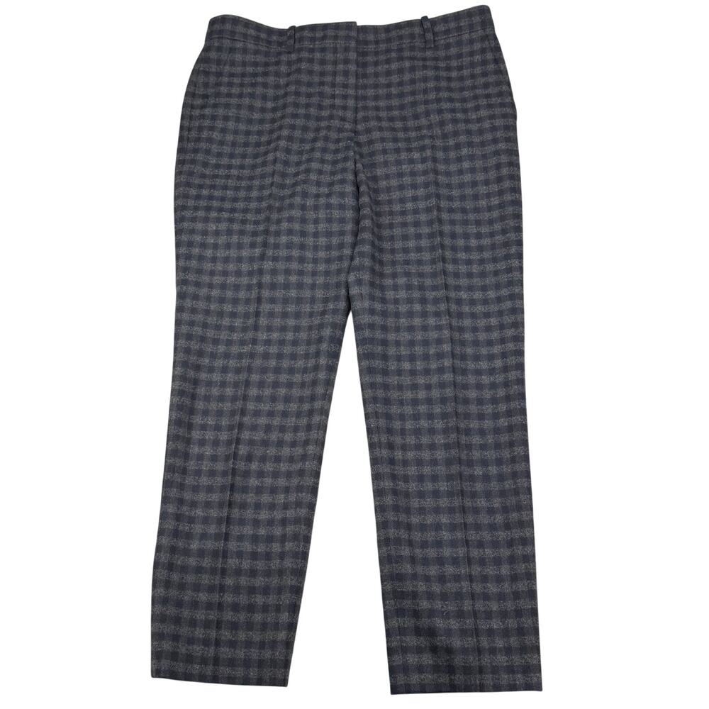 THEORY Trecca 2 Wool Cashemere Blend Cropped Trousers Size 6 Brisk Check - Picture 2 of 5
